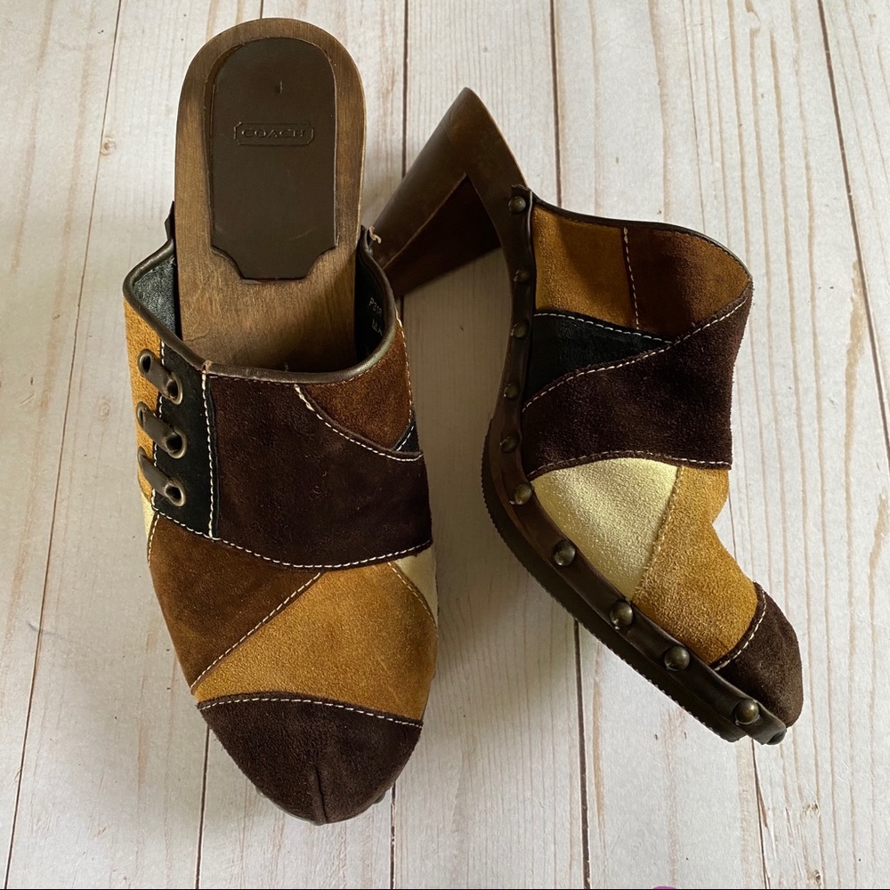 Coach “Fallon” Patchwork Suede Clog- Size 8